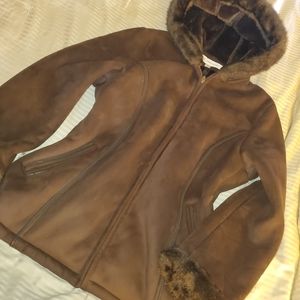 Liz Claiborne Women's Faux Suede Hooded Coat